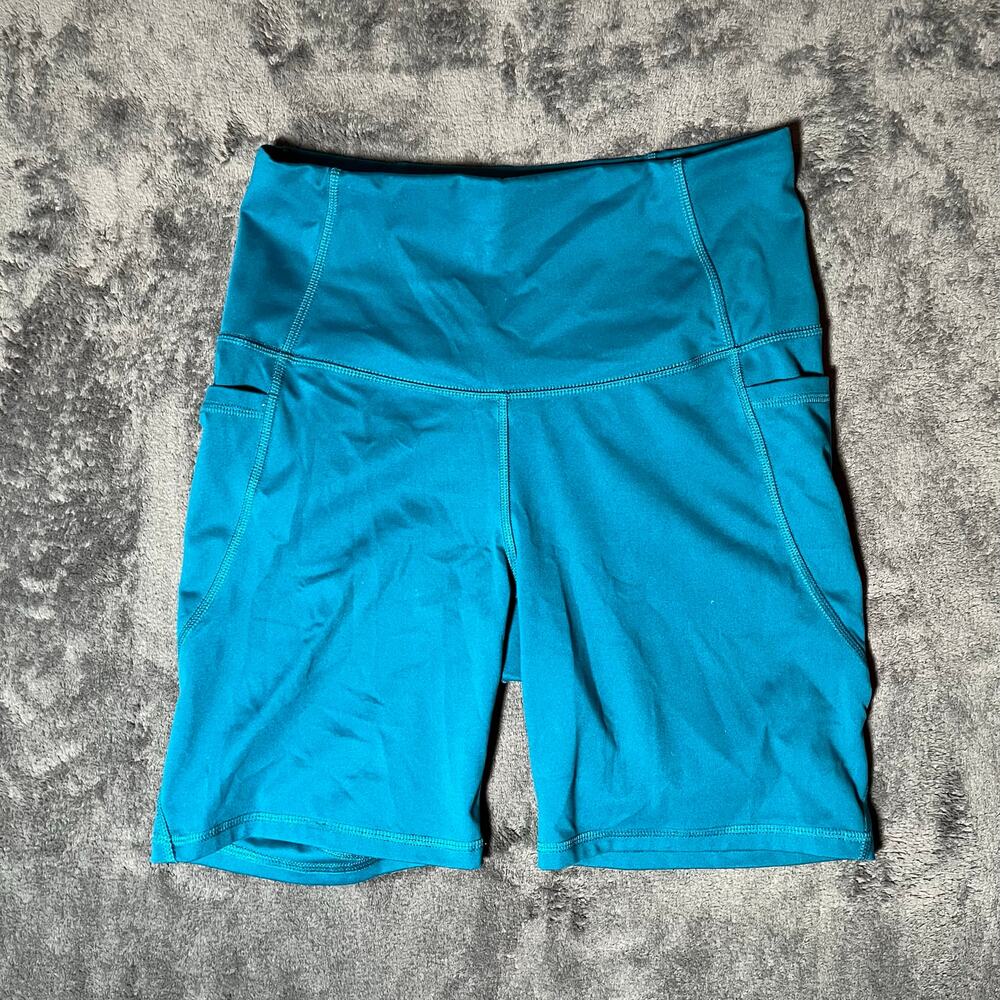 All in Motion sz M Bike Yoga Workout Shorts Blue 2 Pockets